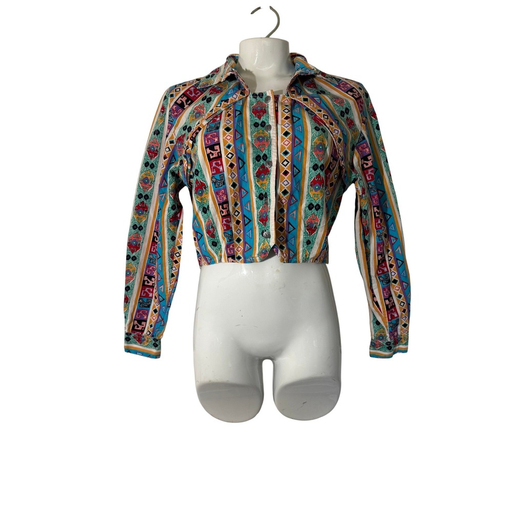 VTG Rodeo Western Wear Cropped Southwestern Aztec Multicolor Womens Small